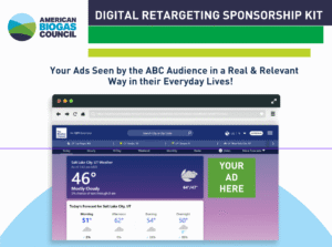 American Biogas Council digital retargeting sponsorship kit showing ad placement on everyday websites to reach the ABC audience